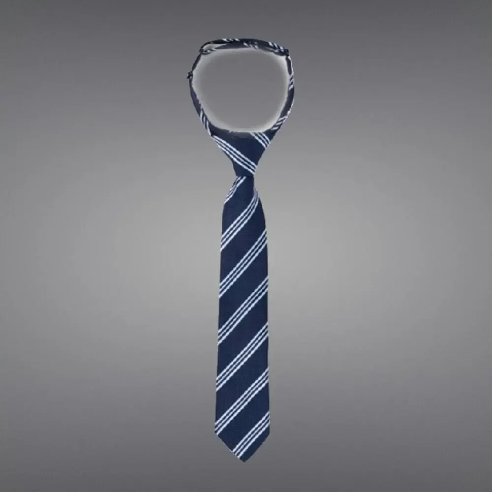 Boys Pre-tied Blue Striped Uniform Tie Size 10/12
